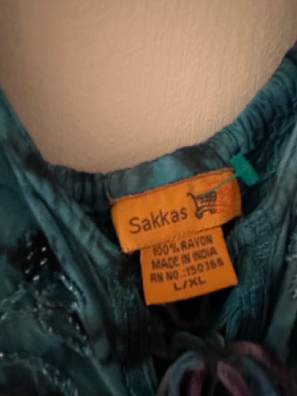 Sakkas Teal and Purple Tie-Dye V-Neck Maxi Dress - Picture 4 of 5